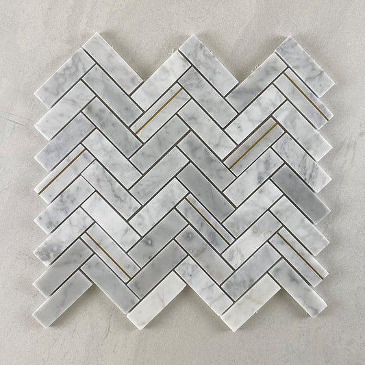 Aspire Herringbone Carrara Mosaic