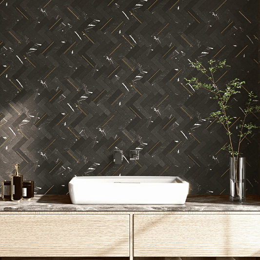 Aspire Herringbone Nero Marquina Mosaic