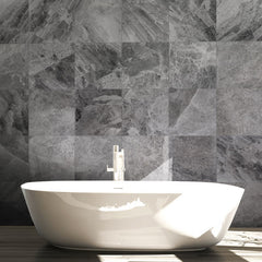 Atlantic Grey Marble Honed Tile 914x457x15mm