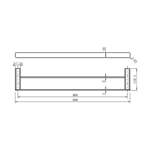 Aya Double Towel Bar 600