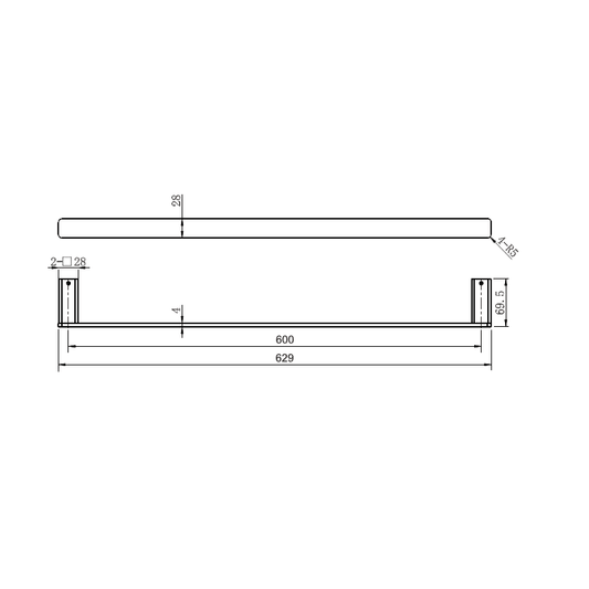 Aya Single Towel Bar 600