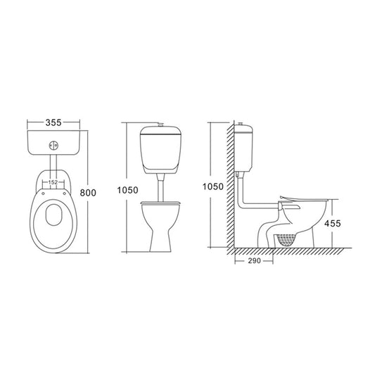 Birta Care Closed Couple Toilet Suite S-Trap - Ceramicahomes