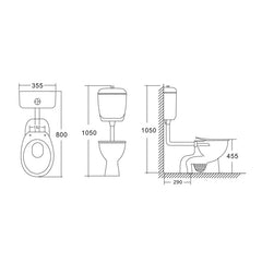 Birta Care Closed Couple Toilet Suite S-Trap - Ceramicahomes