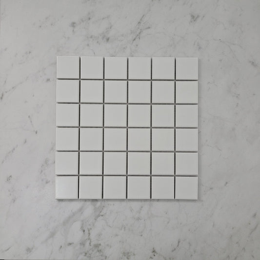 Bond White Matte Square Mosaic