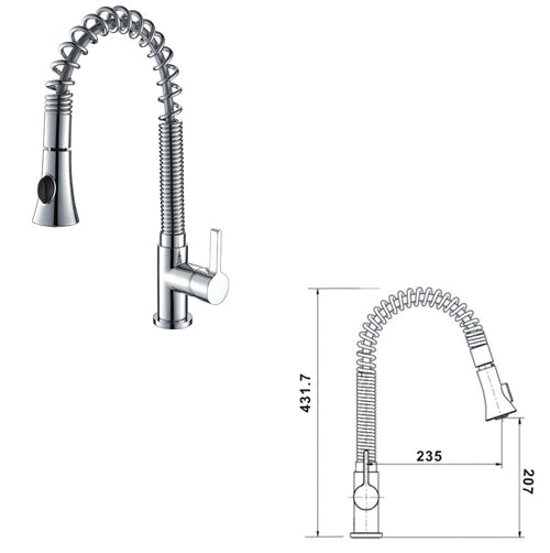 Celia Pull Out Kitchen Tap Chrome Large - Ceramicahomes