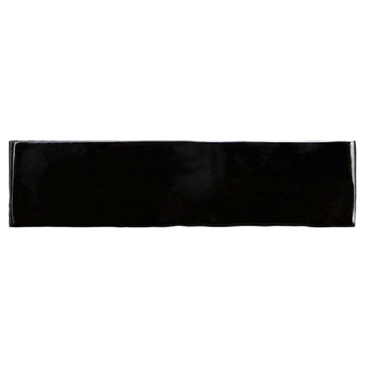 Central Handmade Subway Black Gloss 75x300mm - Ceramicahomes