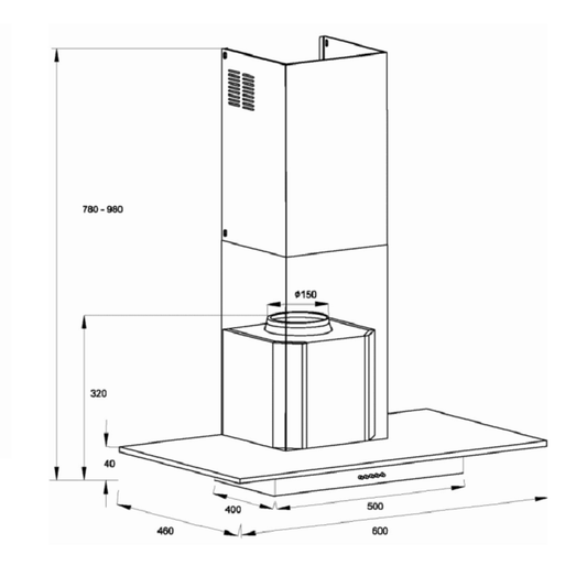 DI LUSSO CH607GSS Stainless Steel Slimline Glass Canopy Rangehood 600mm - Ceramicahomes