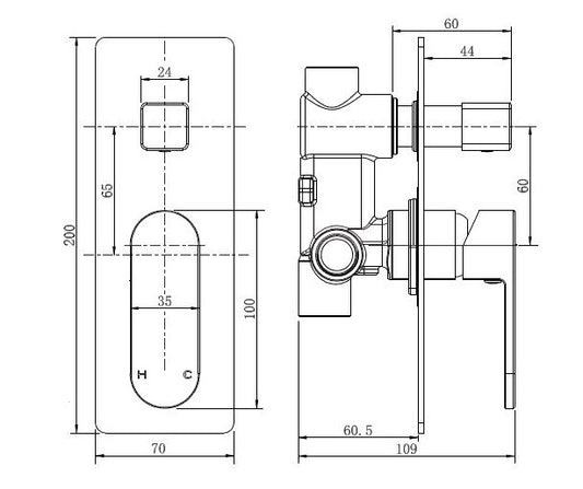 Chiara Shower Diverter Chrome - Ceramicahomes