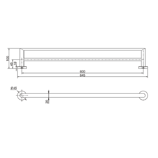 Camilla Double Towel Bar Matte Black 600