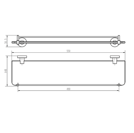 Camilla Glass Shower Shelf Chrome