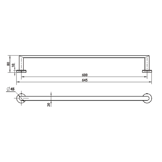 Camilla Single Towel Bar Matte Black 600