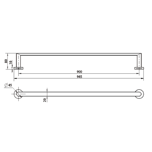 Camilla Single Towel Bar Chrome 900mm