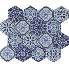 Casablanca Hexagonal Blue Satin 73x73