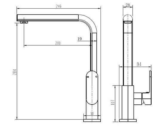 Chiara Kitchen Mixer Matt Black - Ceramicahomes