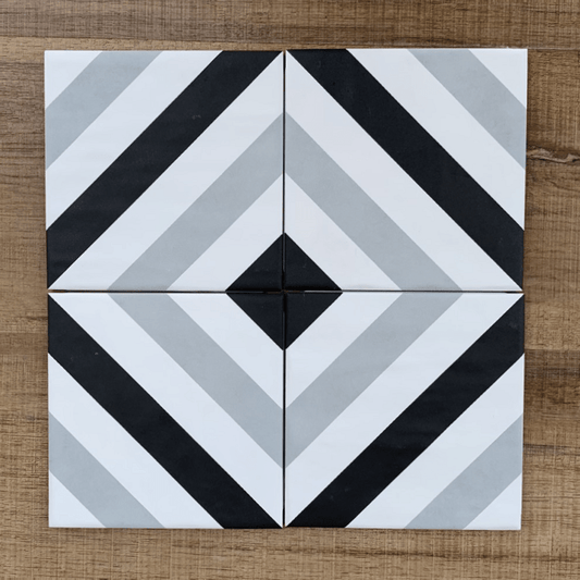 Cordoba Stripes Black and White 150x150mm