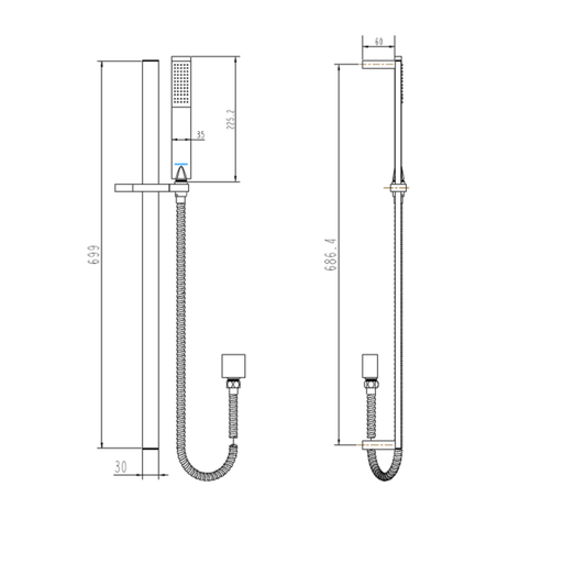 Corona Shower On Rail Matt Black