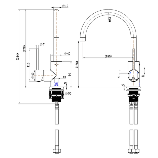 Essence Kitchen/Basin Mixer Tap Gun Metal