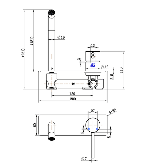 Essence Wall Combination Mixer Tap Champagne