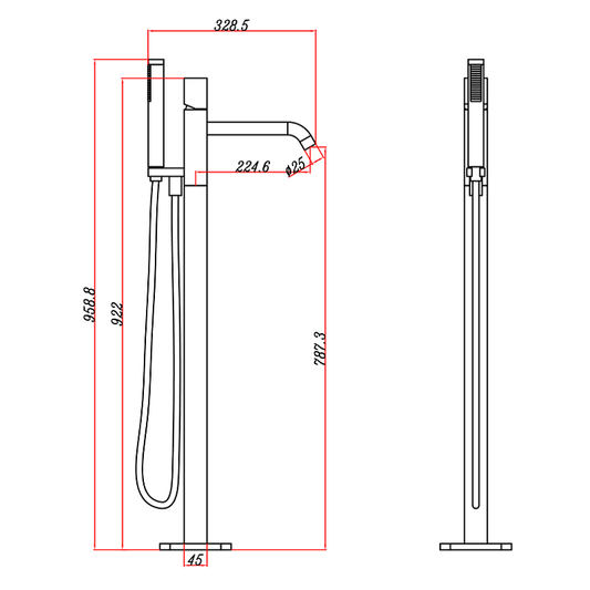 Esti Free Standing Bath Spout with Arm