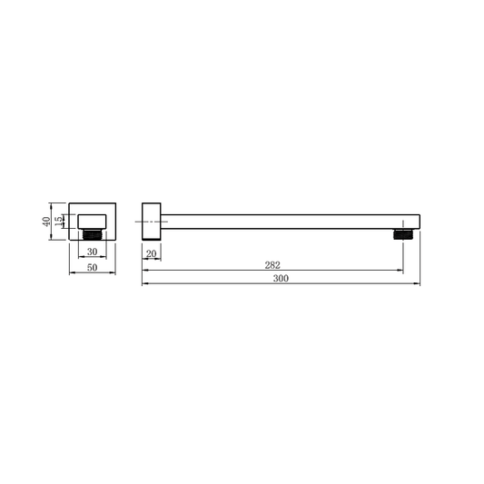 Camilla Shower Arm Square Chrome 300mm