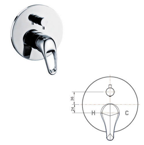 Fleur Shower Diverter Look Handle Chrome - Ceramicahomes