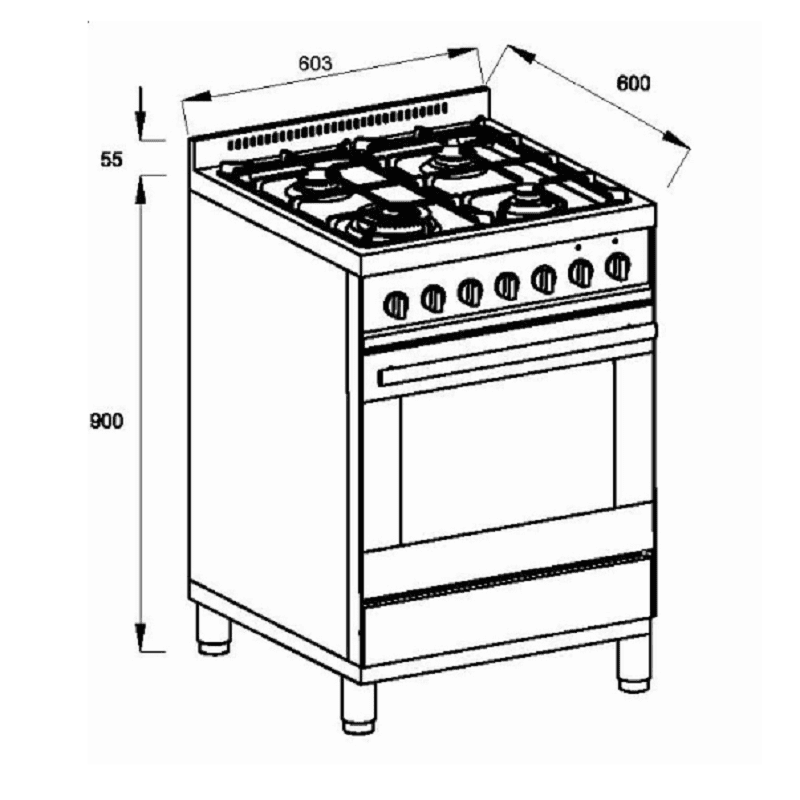 DI LUSSO FS607G4DS 600mm Freestanding Dual Fuel Cooker - Ceramicahomes