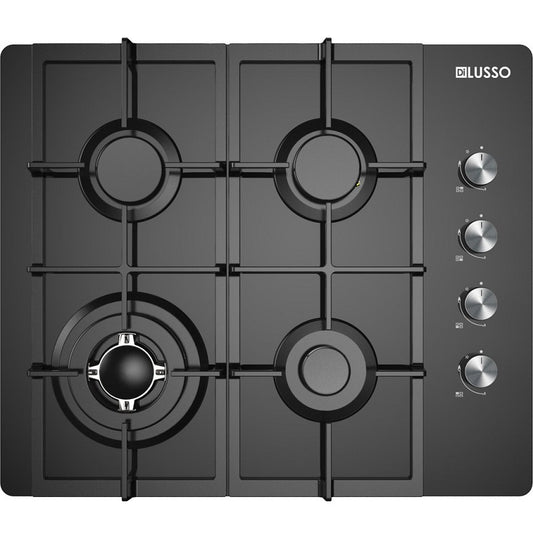 DI LUSSO GC604MBFC Black Glass Gas Cooktop 600mm - Ceramicahomes