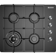 DI LUSSO GC604MBFC Black Glass Gas Cooktop 600mm - Ceramicahomes