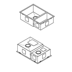 Handmade Kitchen Sink 1 &1/2 Bowl Square 670