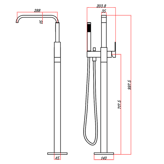 Hanna Curved Freed Standing Bath Spout