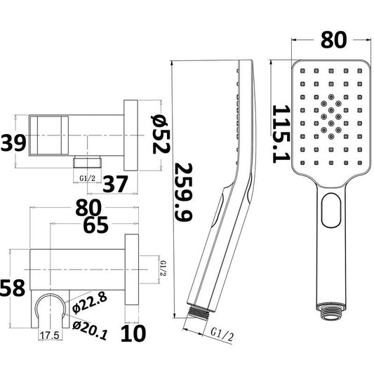 Hanna Shower On Bracket Matt Black