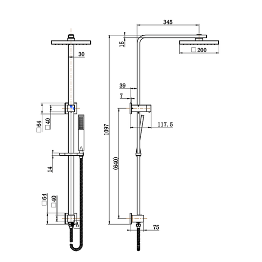 Hanna Shower Column Set Matt Black