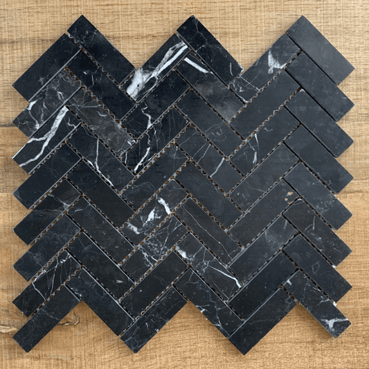 Classic Herringbone Marquina Black Polished