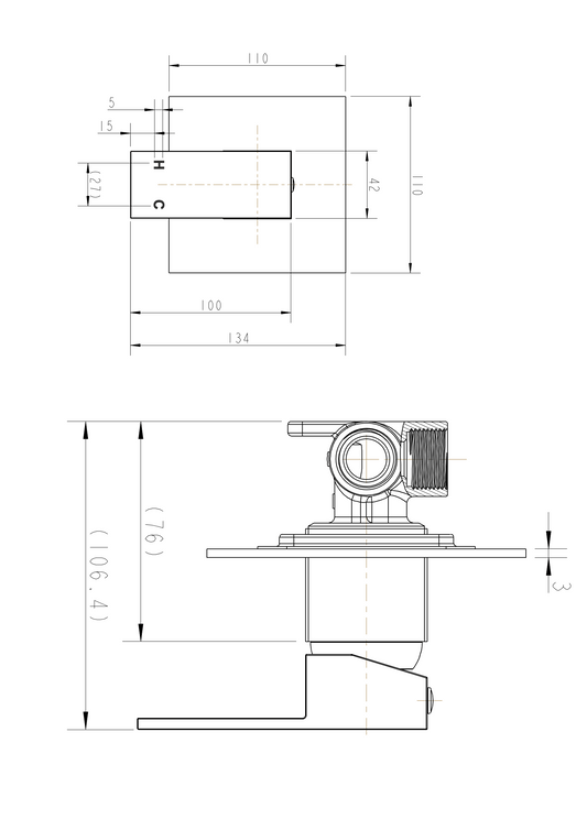 Ira Riquadro Shower Mixer- Chrome - Ceramicahomes