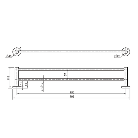 Mara Double Towel Bar 750