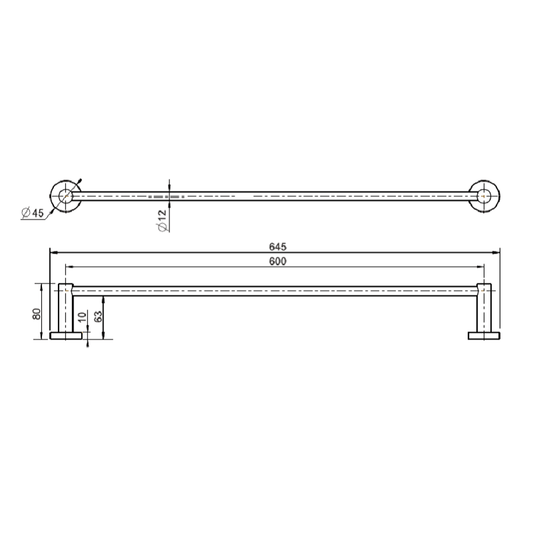 Mara Single Towel Bar 600