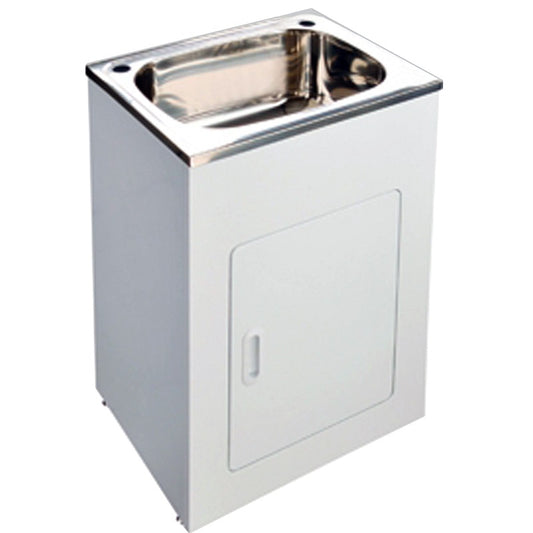 shop laundry sink in cabinet