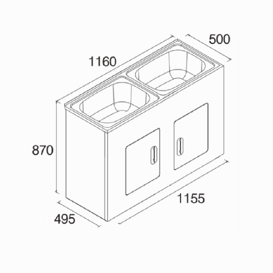 Laundry Tub Cabinet- Double Bowl 1200mm