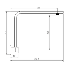 Lux High Rise Shower Arm Matt Black