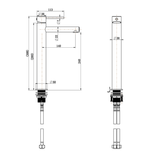 Essence High-Rise Basin Mixer Tap Brushed Bronze