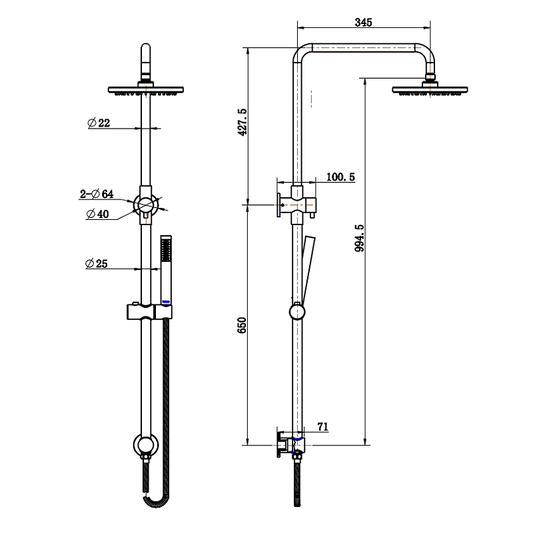 Mara Shower Column Set Matt Black