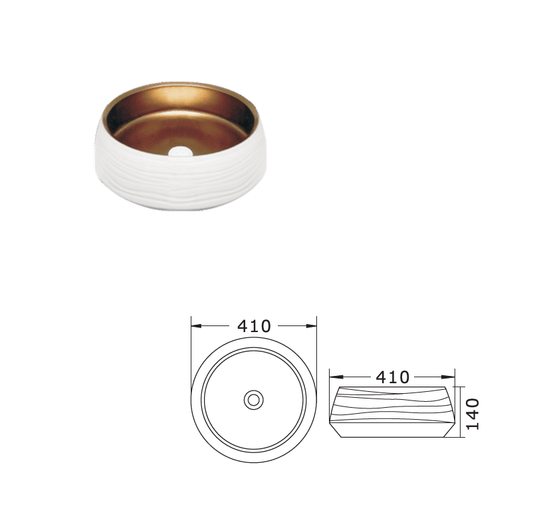 Serene White & Copper Basin 410 mm