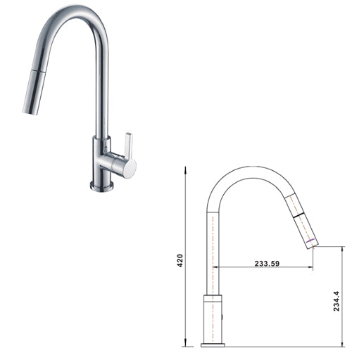 Theo Pull-Out Kitchen Mixer - Ceramicahomes