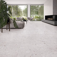 Terrazzo Abstract White Matte 600x600mm
