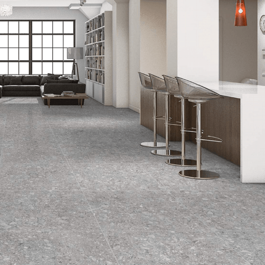 Stirling Retro Terrazzo Grigio Matte 300x600