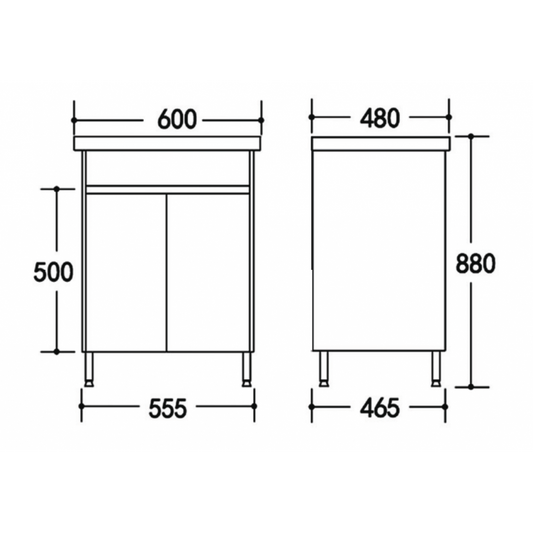 Freestanding Laundry Tub with Ceramic top 600mm